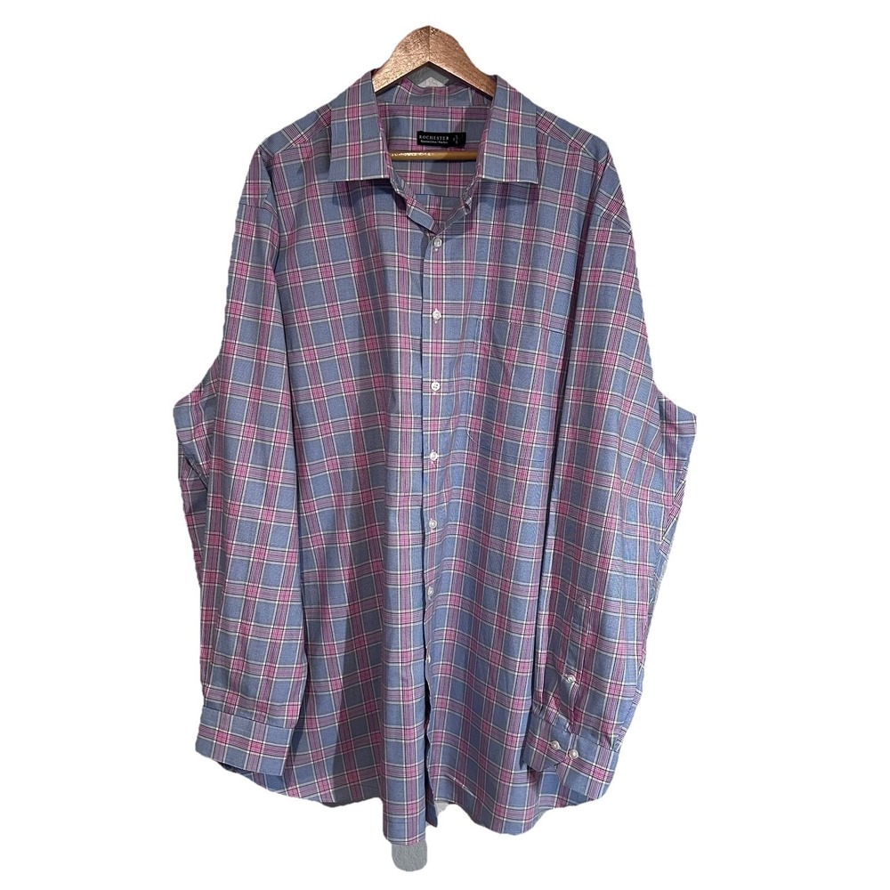 Rochester Egyptian Cotton Non-Iron Plaid Men's Big & Tall Dress Shirt 20